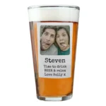 Personalised Any Message Photo Upload Polaroid Design Beer Glass - Image 4
