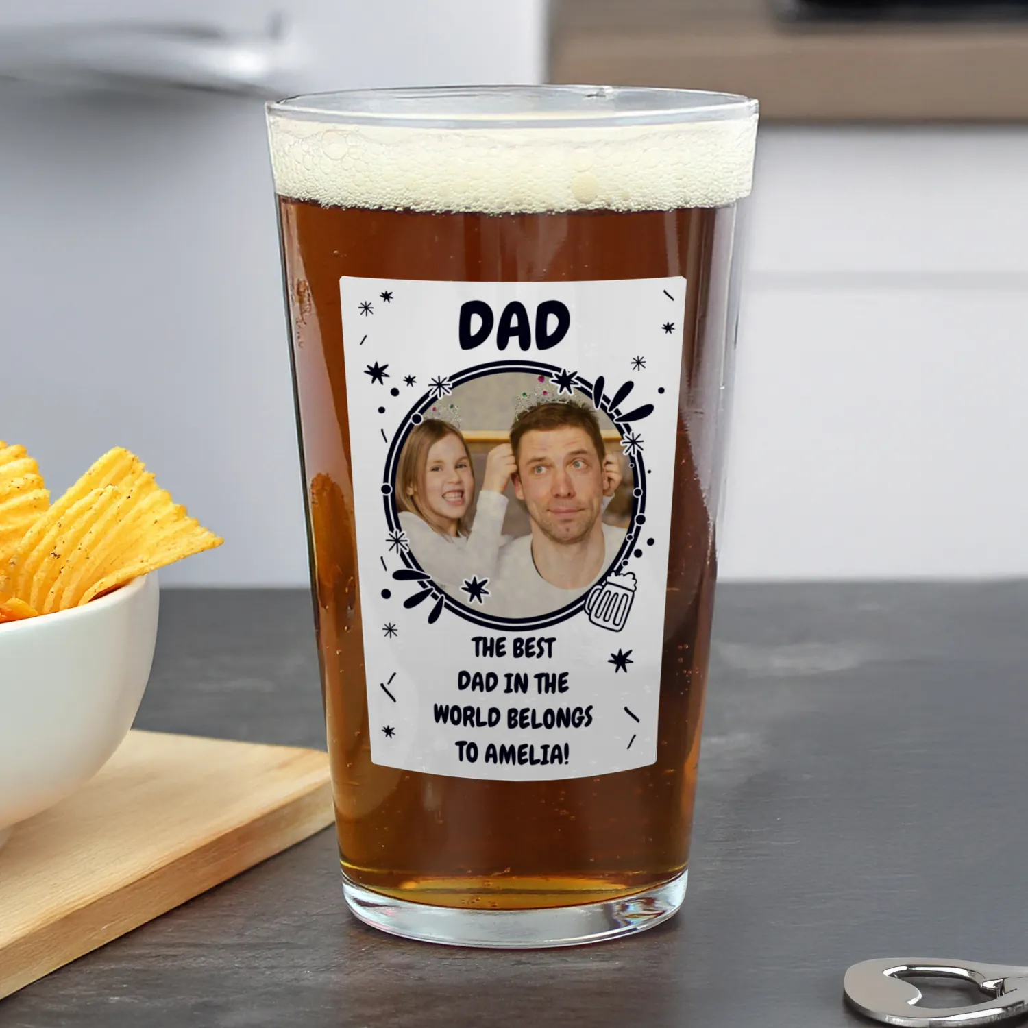 P0807A15 Personalised Any Message Photo Upload Beer Glass Personalised Any Message Photo Upload Beer Glass - Image 1