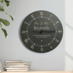 Personalised Any Message Black & Gold Round Slate Wall Clock - Image 2