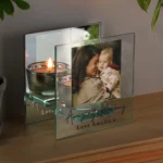 Personalised Any Message Photo Upload Mirrored Glass Tea Light Candle Holder - Image 3
