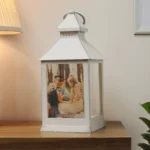 Personalised Photo Upload Rustic White Plastic Light-up Lantern