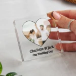 Personalised Any Message Heart Design Photo Upload Glass Ornament - Image 2