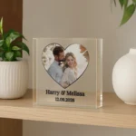 Personalised Any Message Heart Design Photo Upload Glass Ornament - Image 3