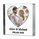 Personalised Any Message Heart Design Photo Upload Glass Ornament - Image 4