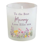 Personalised Wild Flowers Design Scented Frosted Glass Jar Candle - Image 4