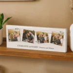 Personalised Hearts Motif Multi Photo Upload White Wooden Mantel Decoration - Image 4