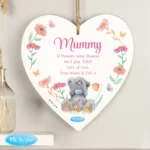 Personalised Me to You Floral Design Hanging Wooden Heart Decoration - Image 4