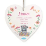 Personalised Me to You Floral Design Hanging Wooden Heart Decoration - Image 5