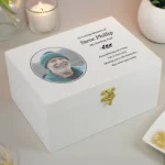 Personalised Any Message Photo Upload Memorial White Wooden Keepsake Box - Image 3