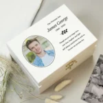 Personalised Any Message Photo Upload Memorial White Wooden Keepsake Box - Image 5