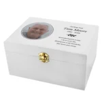 Personalised Any Message Photo Upload Memorial White Wooden Keepsake Box - Image 6
