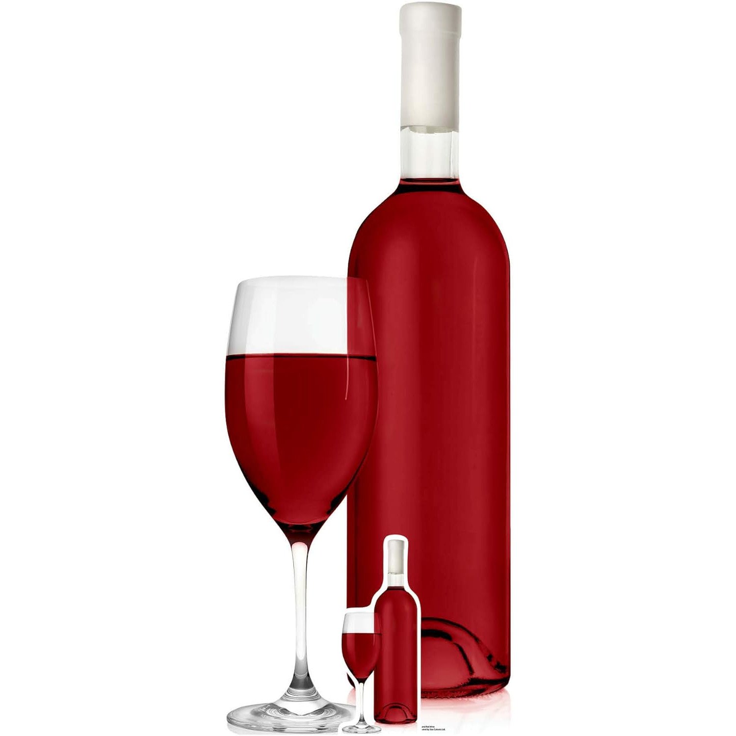 SC1004 Bottle of Red Wine & Wine Glass Large + Mini Cardboard Cutout Standee Bottle of Red Wine & Wine Glass Large + Mini Cardboard Cutout / Standee - Image 1