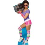 80's Neon Boombox Girl Lifesize + Mini Cardboard Cutout / Standee
