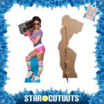80's Neon Boombox Girl Lifesize + Mini Cardboard Cutout / Standee - Image 2