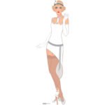1920s Gatsby Flapper Girl (White Dress) Lifesize + Mini Cardboard Cutout / Standee