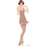 1920s Gatsby Flapper Girl (Beige Dress) Lifesize + Mini Cardboard Cutout / Standee