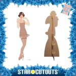 1920s Gatsby Flapper Girl (Beige Dress) Lifesize + Mini Cardboard Cutout / Standee - Image 2
