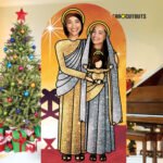 Jesus, Mary & Baby Jesus (Sunset Gold & Silver) Lifesize Stand-In Cardboard Cutout / Standee - Image 4