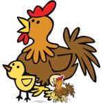 Cute Cartoon Chicken with Chicks (Farmyard Animal) Small + Mini Cardboard Cutout / Standee