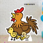 Cute Cartoon Chicken with Chicks (Farmyard Animal) Small + Mini Cardboard Cutout / Standee - Image 4