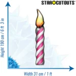 Pink & White Birthday Candle (Single) Large Cardboard Cutout / Standee - Image 3