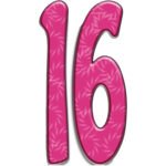 Pink Number 16 (Birthday) Large Cardboard Cutout / Standee