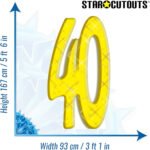 Yellow Number 40 (Birthday/Anniversary) Large Cardboard Cutout / Standee - Image 3