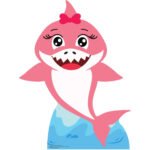 Pink Cute Cartoon Baby Shark Small Cardboard Cutout / Standee