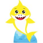 Yellow Cute Cartoon Baby Shark Small Cardboard Cutout / Standee