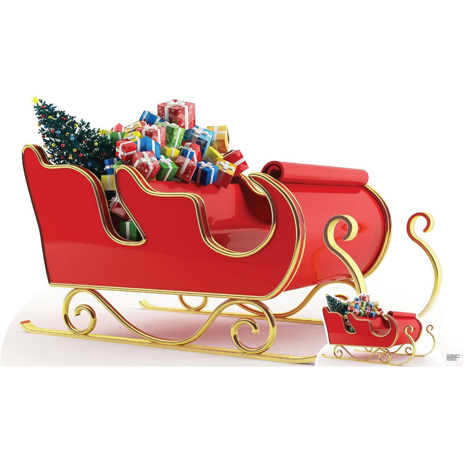SC4198 Santa Claus Sleigh with Presents (Christmas) Large + Mini Cardboard Cutout Standee Santa Claus Sleigh with Presents (Christmas) Large + Mini Cardboard Cutout / Standee - Image 1
