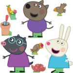 Rebecca, Danny & Molly (Peppa Pig) Official Large + Mini Multi Decoration Pack Cardboard Cutout / Standee
