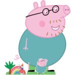 Happy Daddy Pig (Peppa Pig) Official Large + Minis Cardboard Cutout / Standee