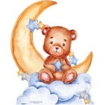 Cute Baby Teddy Bear 'Moon & Clouds' Blue Large Cardboard Cutout / Standee
