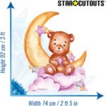 Cute Baby Teddy Bear 'Moon & Clouds' Pink Large Cardboard Cutout / Standee - Image 3