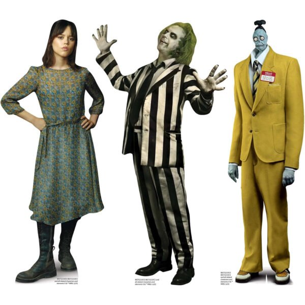 Beetlejuice, Bob Shrinker & Astrid Deetz (Beetlejuice Beetlejuice) Official Three Shelf Top Mini Cardboard Cutouts / Standees