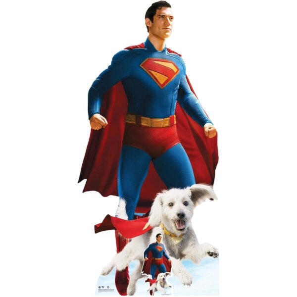 Superman Flying & Krypto 'David Corenswet' (Superman 2025) Official Lifesize + Mini Cardboard Cutout / Standee