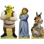 Shrek, Fiona, Puss In Boots & Donkey (Shrek) Official Three Shelf Top Mini Cardboard Cutouts / Standees