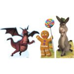 Gingy, Dragon & Donkey (Shrek) Official Three Shelf Top Mini Cardboard Cutouts / Standees