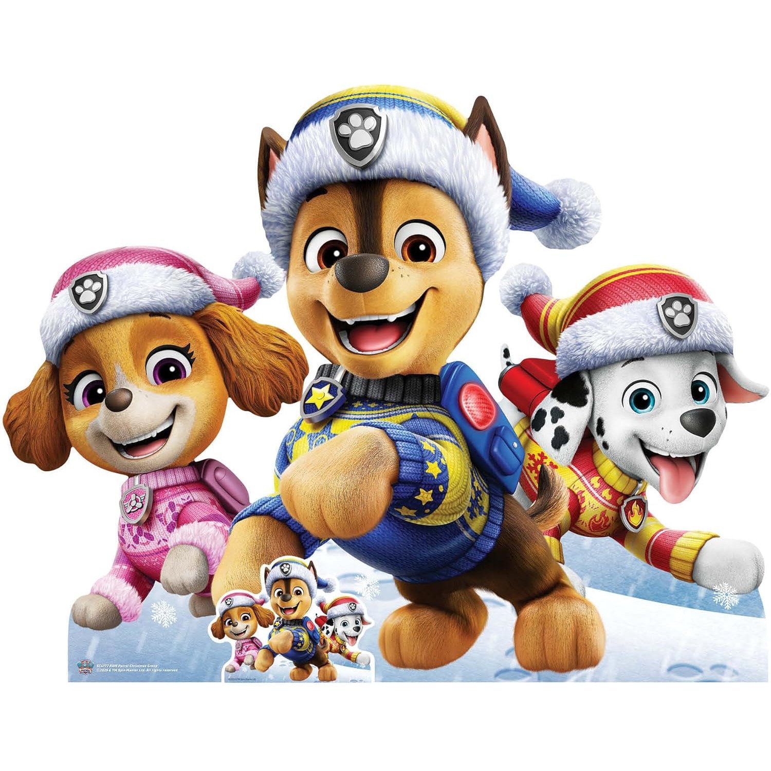 SC4777 Chase, Marshall & Skye 'Christmas' (Paw Patrol) Official Large + Mini Cardboard Cutout Standee Chase, Marshall & Skye 'Christmas' (Paw Patrol) Official Large + Mini Cardboard Cutout / Standee - Image 1