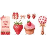 Berry First Birthday Cupcake Mini Multipack Bundle Cardboard Cutouts / Standees