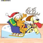 Garfield & Odie On Sledge 'Christmas' (Garfield) Official Large + Mini Cardboard Cutout / Standee - Image 5