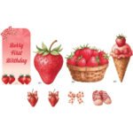 Berry First Birthday Strawberry Ice Cream Mini Multipack Bundle Cardboard Cutouts / Standees
