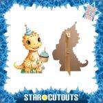 Cute Cartoon Tyrannosaurus Rex 'T-Rex' Baby with Party Hat & Cake Small + Mini Cardboard Cutout / Standee - Image 2