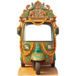 Wedding Tuk Tuk / Auto Rickshaw Large Backdrop Stand-In Cardboard Cutout / Standee