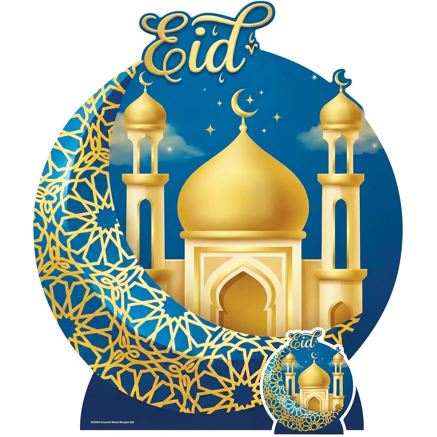 SC4902 Crescent Moon Mosque Eid Decoration Large + Mini Cardboard Cutout Standee Crescent Moon Mosque Eid Decoration Small + Mini Cardboard Cutout / Standee - Image 1