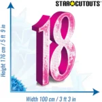 Pink Number 18 (Birthday) Large Cardboard Cutout / Standee - Image 3