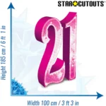 Pink Number 21 (Birthday) Large Cardboard Cutout / Standee - Image 3