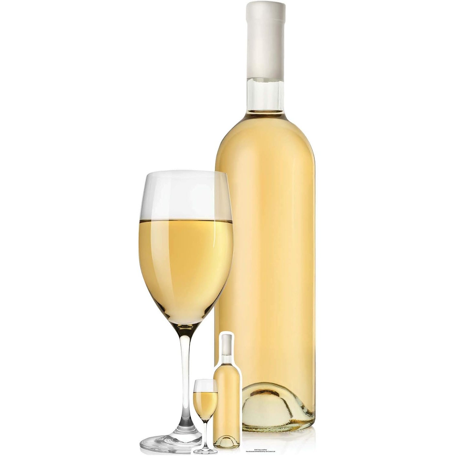 SC977 Bottle of White Wine & Wine Glass Large + Mini Cardboard Cutout Standee Bottle of White Wine & Wine Glass Large + Mini Cardboard Cutout / Standee - Image 1