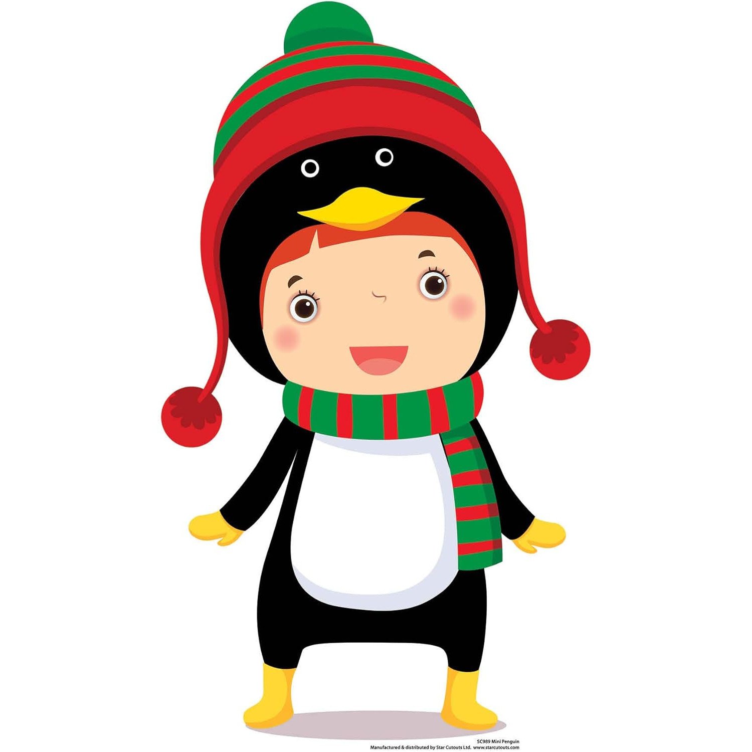 SC989 Cartoon Christmas Penguin Boy Mini Cardboard Cutout Standee Cartoon Christmas Penguin Child Mini Cardboard Cutout / Standee - Image 1