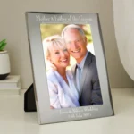Personalised ‘Mother & Father of the Bride’ Decorative 5×7 Portrait Silver Aluminium Photo Frame